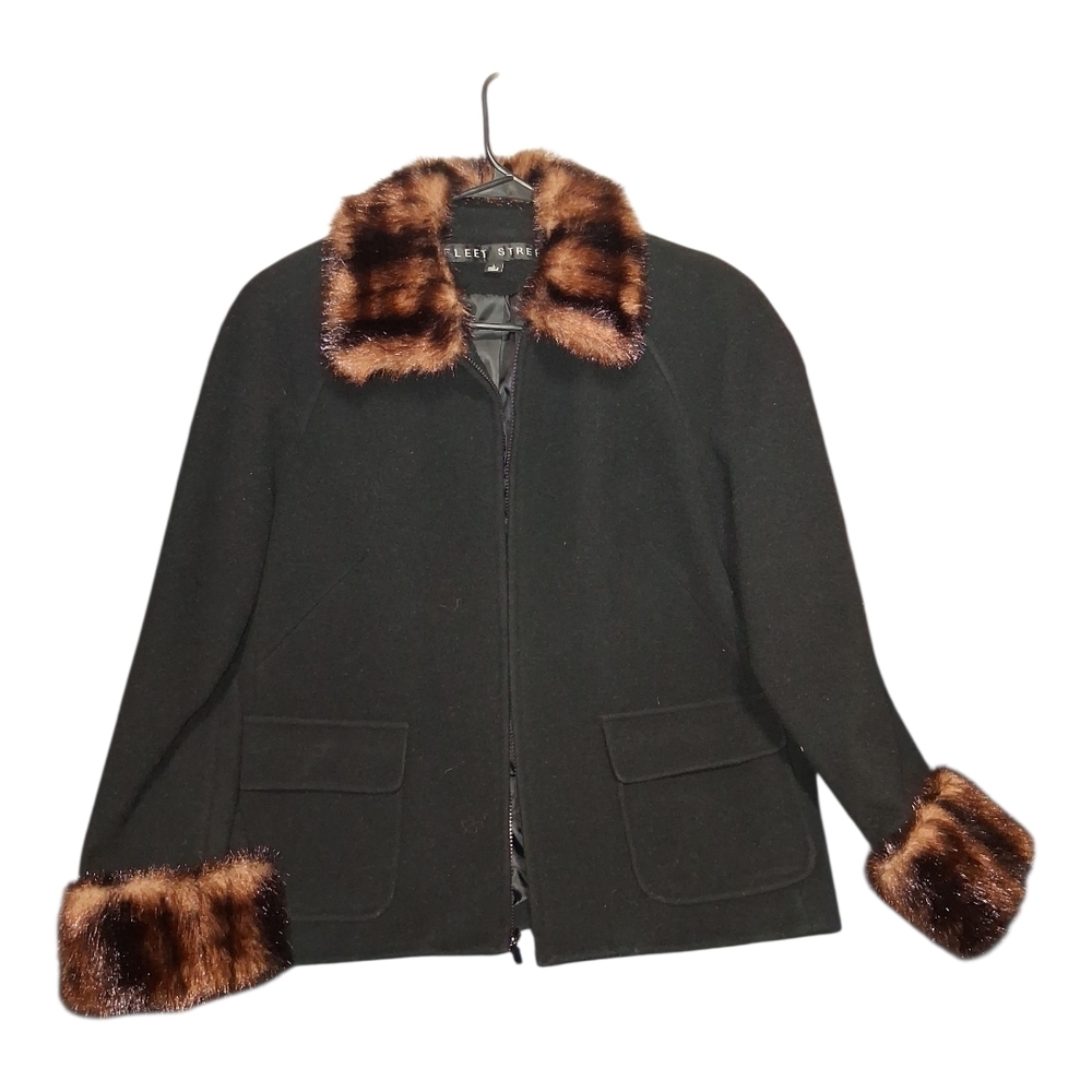 90s Retro Fleet Street Faux Fur Jacket